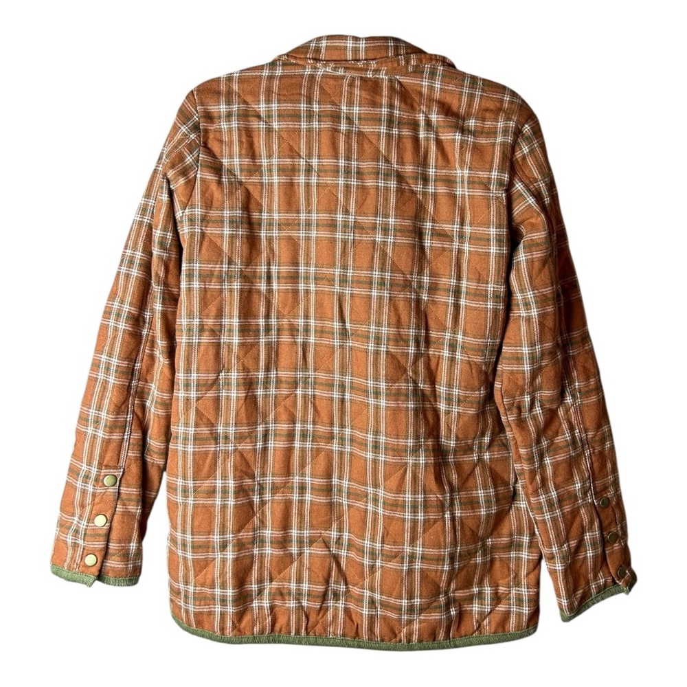Hem & Thread Women's Rust Plaid Olive Quilted Jacket Oversized Medium - Picture 8 of 10
